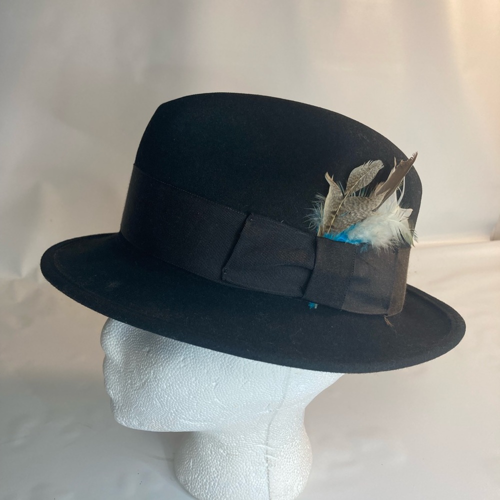 Bollman Dyna Felt Deluxe Fur Blend Vtg Fedora Hat Size 7 Black